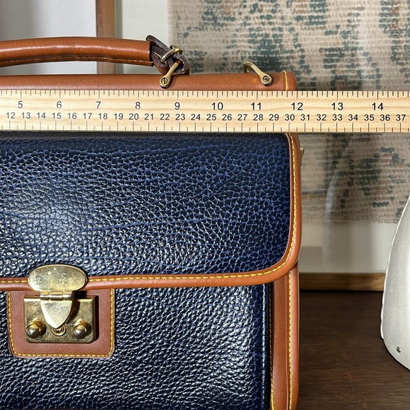 Navy and Tan Leather Women's Bag - Picture 10 of 11